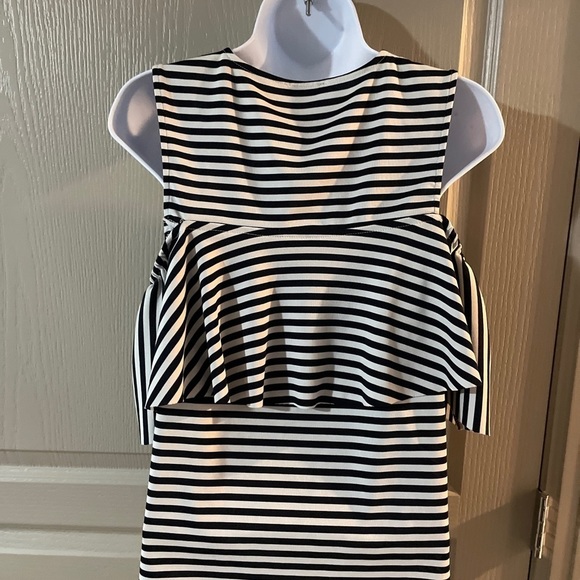 Zara Collection Womens Medium Striped Peplum/ Cold Shoulder Shirt - Picture 2 of 3